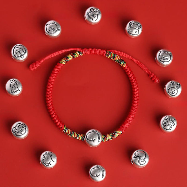Buddha Stones 999 Sterling Silber Chinesisches Tierkreiszeichen Jahr des Pferdes Rote Schnur Stärke Geflochtenes Armband - image 30