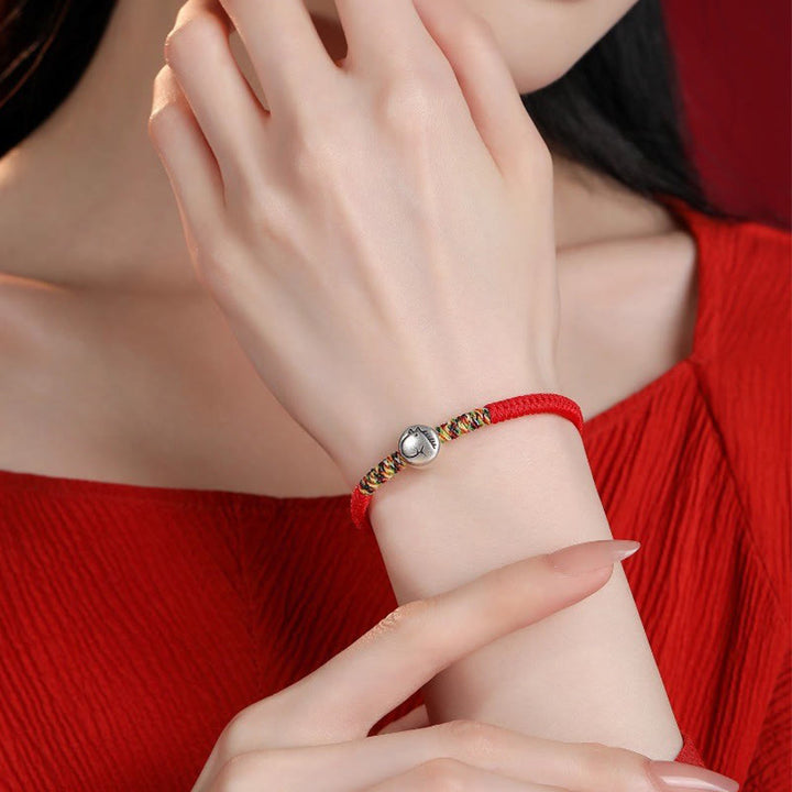 Buddha Stones 999 Sterling Silber Chinesisches Tierkreiszeichen Jahr des Pferdes Rote Schnur Stärke Geflochtenes Armband - image 10