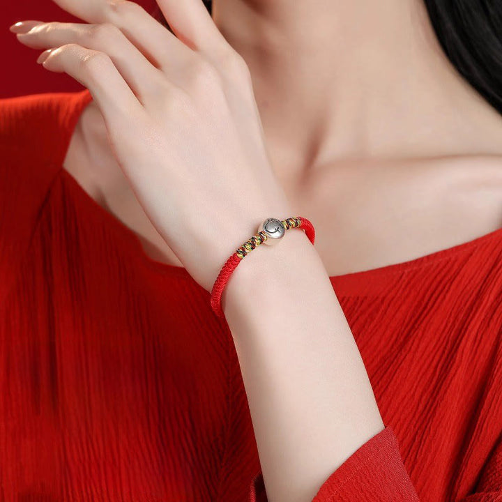 Buddha Stones 999 Sterling Silber Chinesisches Tierkreiszeichen Jahr des Pferdes Rote Schnur Stärke Geflochtenes Armband - image 11