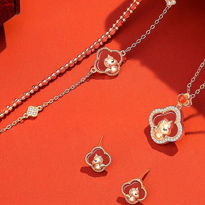 Buddha Stones 925 Sterling Silber Jahr des Pferdes Roter Achat Hetian Jade Vertrauensarmband - image 3