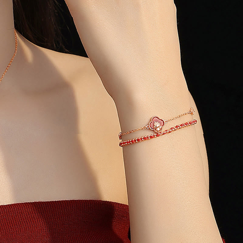 Buddha Stones 925 Sterling Silber Jahr des Pferdes Roter Achat Hetian Jade Vertrauensarmband - image 5