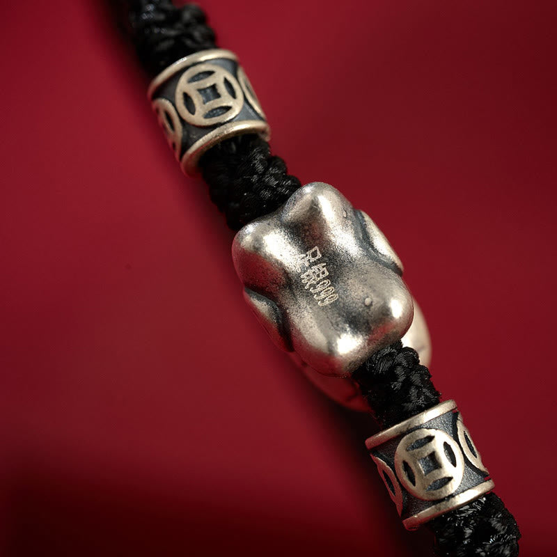 Buddha Stones Jahr des Pferdes 999 Sterling Silber geflochtenes Schutzarmband - image 16