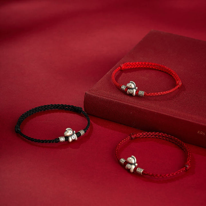 Buddha Stones Jahr des Pferdes 999 Sterling Silber geflochtenes Schutzarmband - image 17