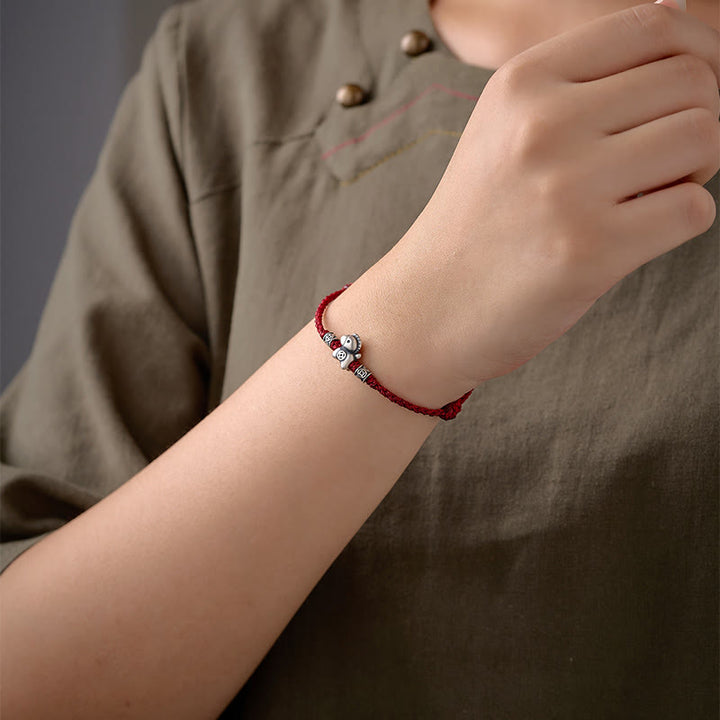 Buddha Stones Jahr des Pferdes 999 Sterling Silber geflochtenes Schutzarmband - image 12