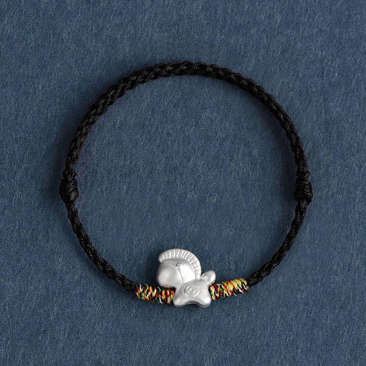 Buddha Stones Jahr des Pferdes 999 Sterling Silber Glücksschnur geflochtenes Armband Fußkettchen - Schwarzes Fußkettchen (Umfang 17–30 cm) - image 18