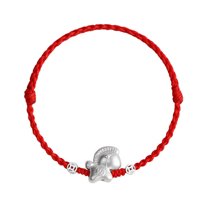 Buddha Stones Jahr des Pferdes 999 Sterling Silber Kupfermünzen Glücksseil geflochtenes Armband Fußkettchen - image 16