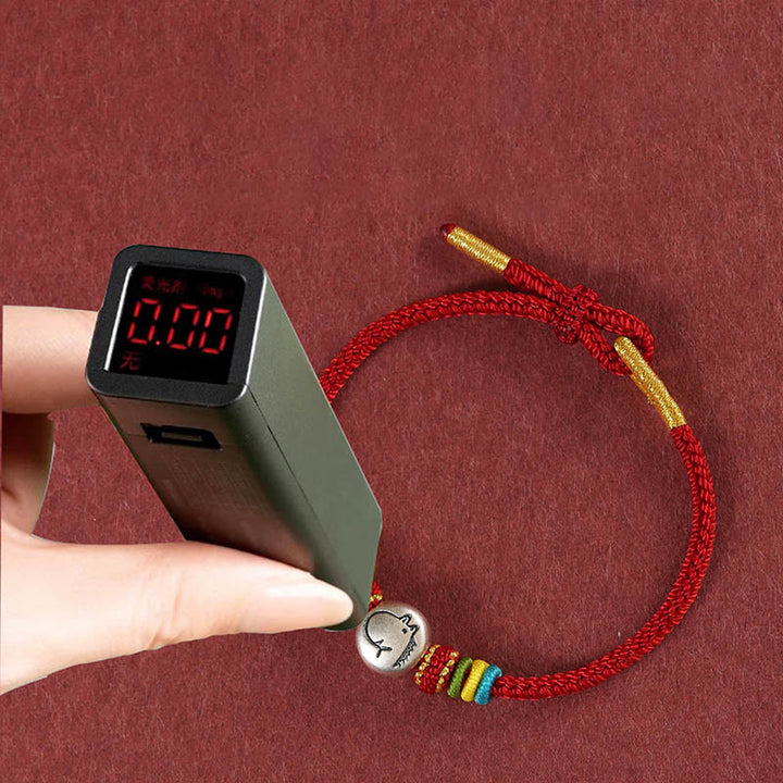 Buddha Stones Jahr des Pferdes 999 Sterling Silber Rote Schnur geflochtenes Glaubensarmband - image 4