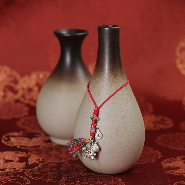 Buddha Stones, Jahr des Pferdes, 999 Sterlingsilber, Glücksbringer, Kupfermünzen, Handy-Dekoration zum Aufhängen - image 3