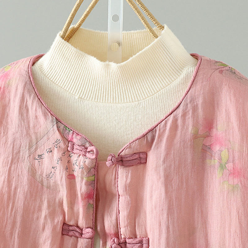 Langärmlige, baumwollgefütterte Damenjacke mit Buddha Stones -Aufdruck und Taschen - image 2