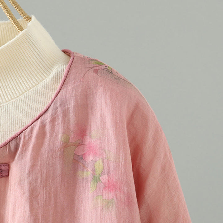 Langärmlige, baumwollgefütterte Damenjacke mit Buddha Stones -Aufdruck und Taschen - image 3