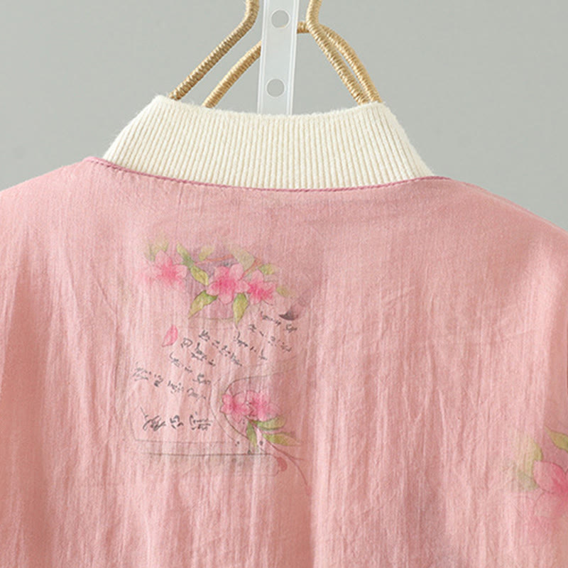 Langärmlige, baumwollgefütterte Damenjacke mit Buddha Stones -Aufdruck und Taschen - image 4