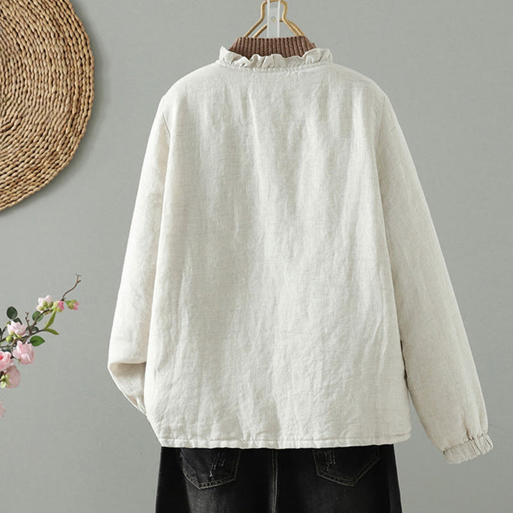 Buddha Stones Casual Buttons Damen Langarm-Baumwolljacke mit Taschen - image 1