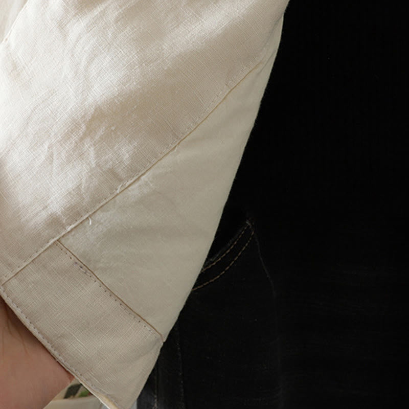 Buddha Stones Flower Embroidery Damen Langarm-Baumwolljacke mit Taschen - image 6