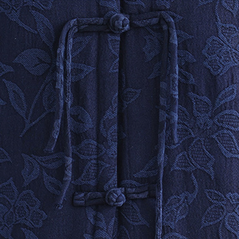 Buddha Stones Jacquard-Muster Frosch-Knopf Damen ärmellose Baumwollweste mit Taschen - image 7