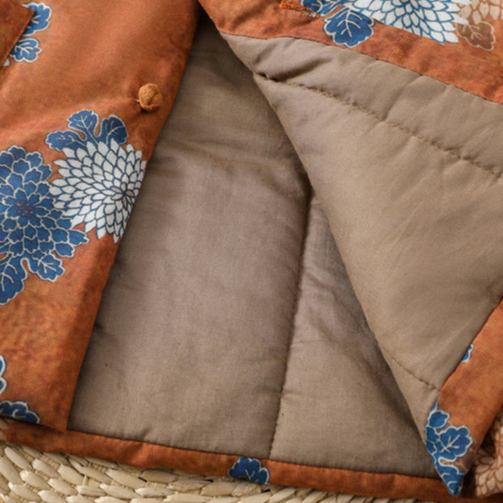 Buddha Stones Blumendrucke Knöpfe Ärmellose Baumwollweste für Damen mit Taschen - image 5