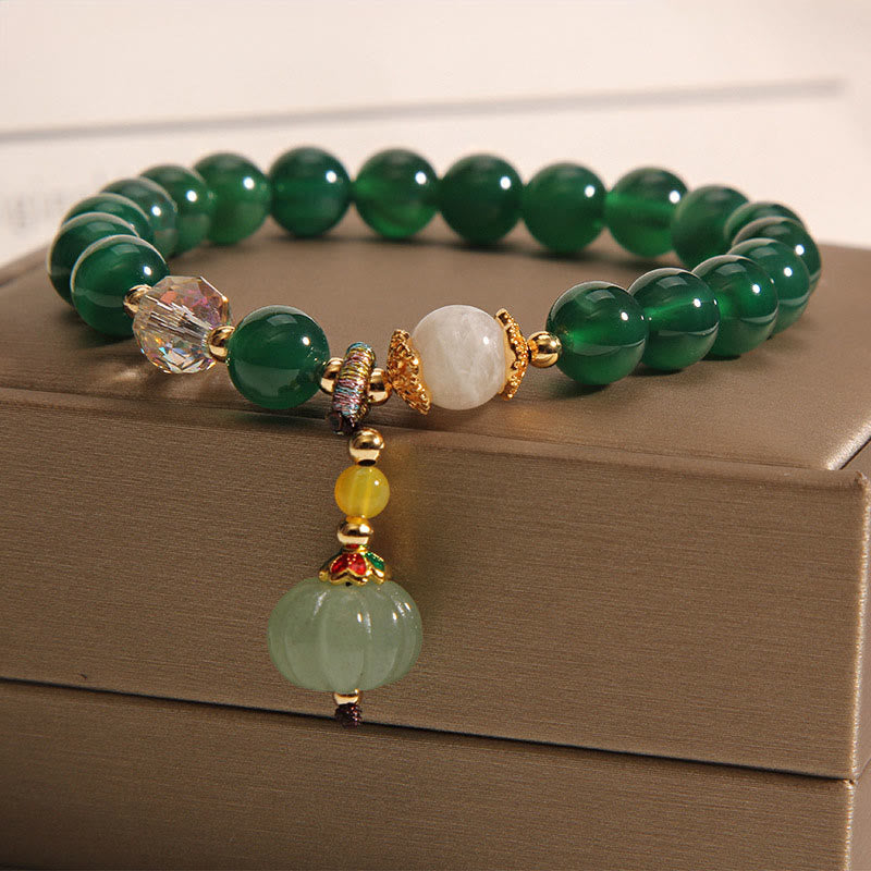 Buddha Stones Grünes Kristall-Kürbis-Perlen-Relax-Calm-Armband - Grüner Kristall (Handgelenkumfang: 14–16 cm) - image 0