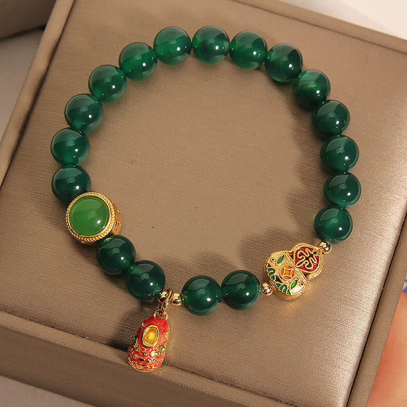 Buddha Stones Natürlicher grüner Achat Kürbis Tiger Schuhe Muster Hoffnung Armband - image 1