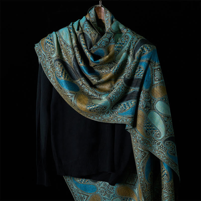 Buddha Stones ​​Herbst Cashew Blume Geometrie Muster Quaste Gemütlicher Schal Schal - image 1