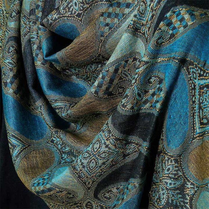 Buddha Stones ​​Herbst Cashew Blume Geometrie Muster Quaste Gemütlicher Schal Schal - image 4