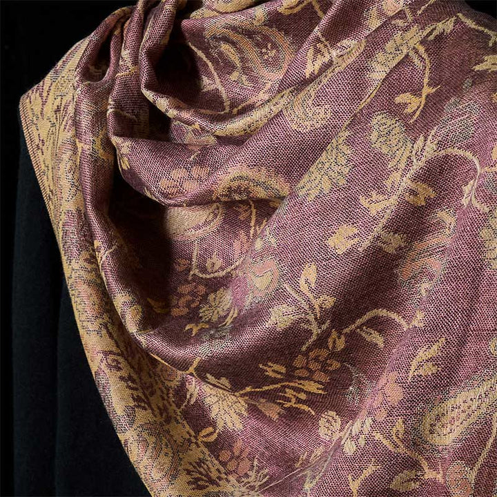 Buddha Stones Frühling Blass Lila Cashew Blume Ranke Muster Quaste Weicher Schal Schal - image 3