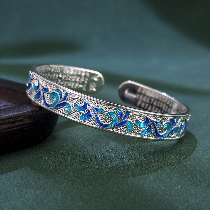 Buddha Stones ​​Blütenblätter Reben umschlingen Zweige Kupfer Balance Offenes verstellbares Armband Armreif - Silbrig - image 5