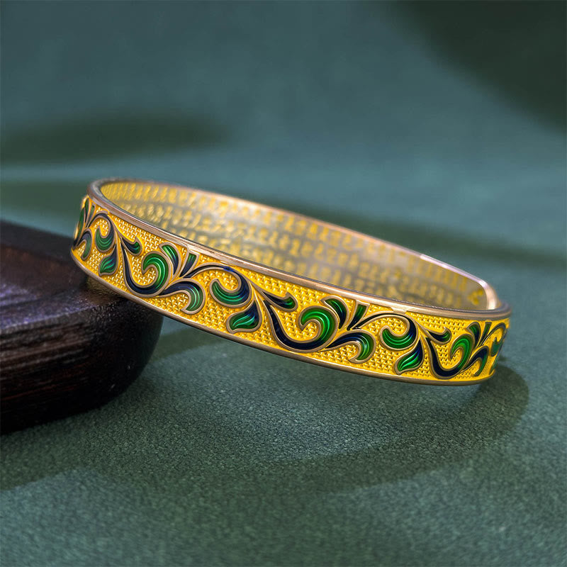 Buddha Stones ​​Blütenblätter Reben umschlingen Zweige Kupfer Balance Offenes verstellbares Armband Armreif - image 2