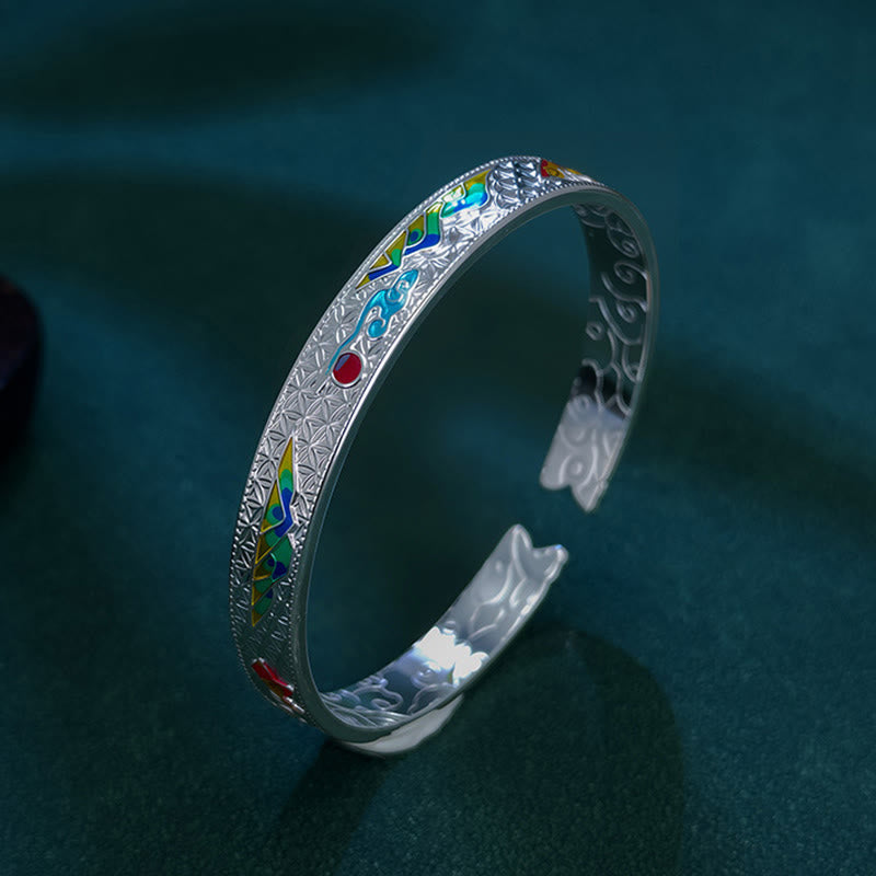 Buddha Stones ​​Sonne Schmetterling Muster Kupfer Emaille Liebe Offene Einstellbare Armband Armreif - image 6