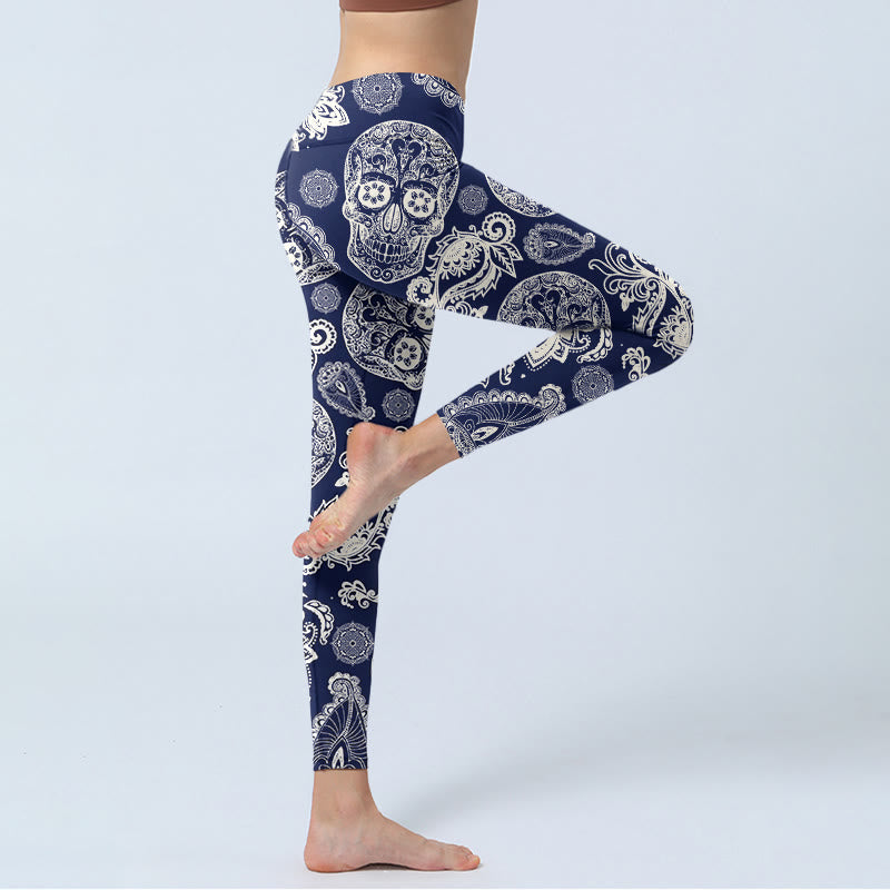 Buddha Stones Paisley Pflanzenschädel Muster Gym Leggings Damen Yogahose - image 3