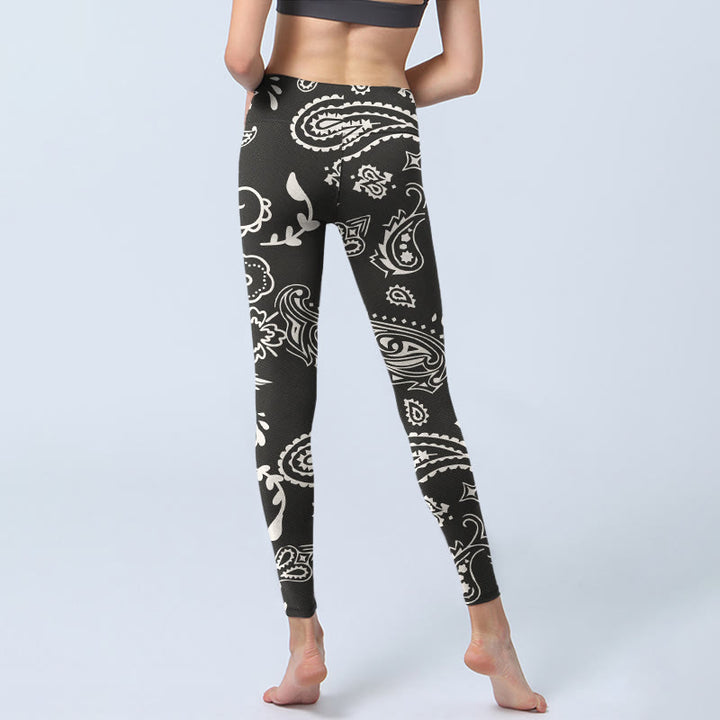 Buddha Stones Paisley Totenkopf Flügel Muster Gym Leggings Damen Yoga Hose - image 6