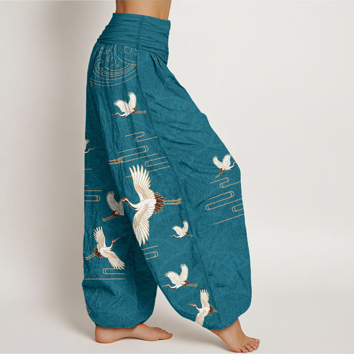 Haremshose aus reiner Baumwolle mit Buddha Stones -Druck und Wellenmuster für Damen mit elastischer Taille - image 7