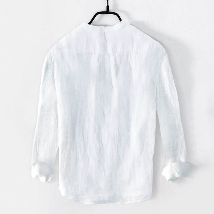 Buddha Stones Zen Stone Pattern Halbknöpfe Herren Langarmhemd aus Baumwolle und Leinen - image 7