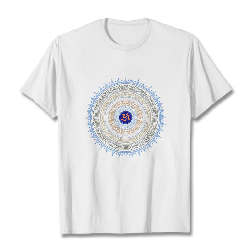 Buddha Stones ​​Mandala Blume OM Muster T T-shirt - Weiß - 2XL - image 7