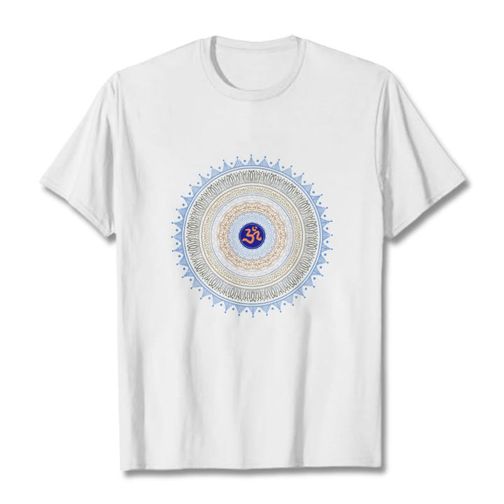 Buddha Stones ​​Mandala Blume OM Muster T T-shirt - Weiß - 2XL - image 7