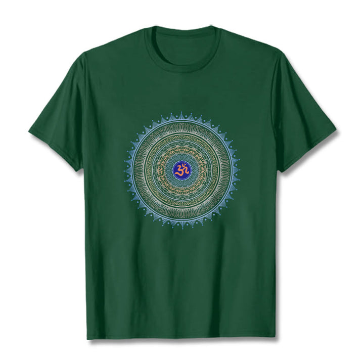 Buddha Stones ​​Mandala Blume OM Muster T T-shirt - Waldgrün - 2XL - image 5