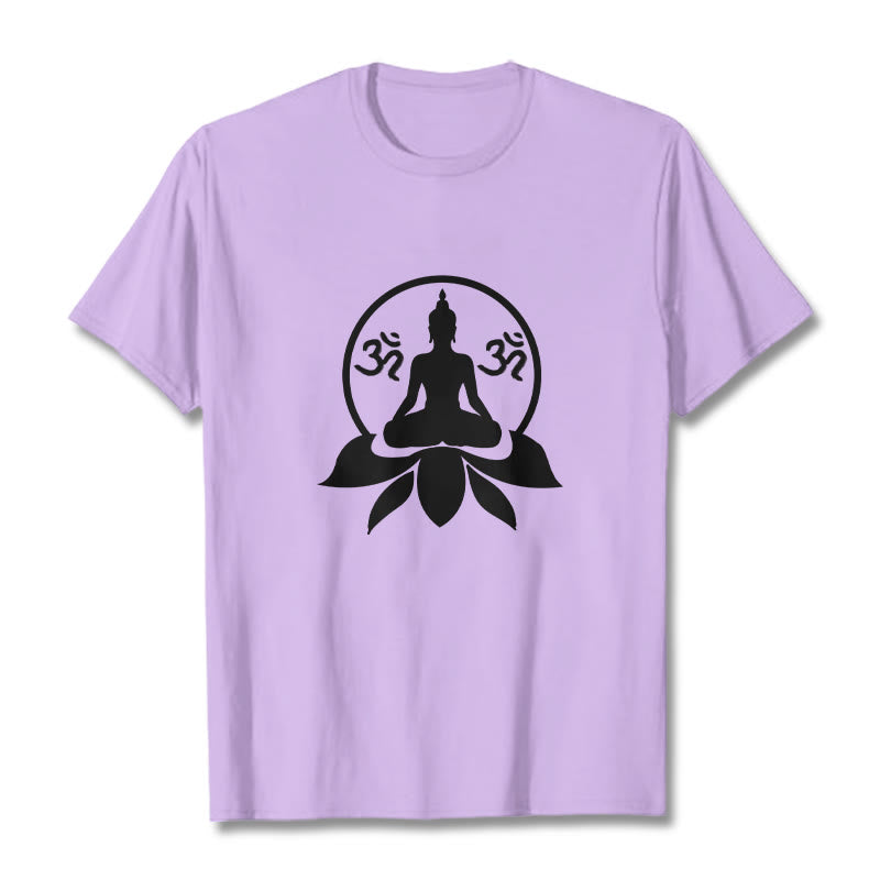 Buddha Stones ​​OM Symbol Sanskrit Mantras Buddha sitzt auf Lotus Blume Design T T-shirt - Pflaume - 2XL - image 13