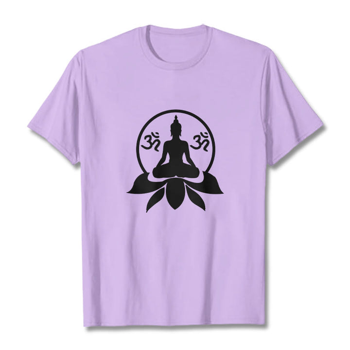 Buddha Stones ​​OM Symbol Sanskrit Mantras Buddha sitzt auf Lotus Blume Design T T-shirt - Pflaume - 2XL - image 13
