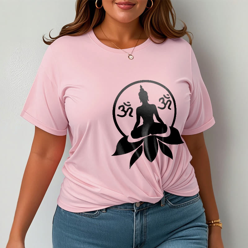 Buddha Stones ​​OM Symbol Sanskrit Mantras Buddha sitzt auf Lotus Blume Design T T-shirt - image 16