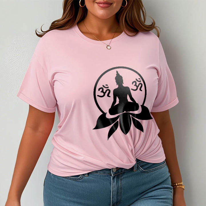 Buddha Stones ​​OM Symbol Sanskrit Mantras Buddha sitzt auf Lotus Blume Design T T-shirt - image 16