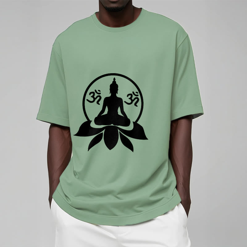 Buddha Stones ​​OM Symbol Sanskrit Mantras Buddha sitzt auf Lotus Blume Design T T-shirt - image 18
