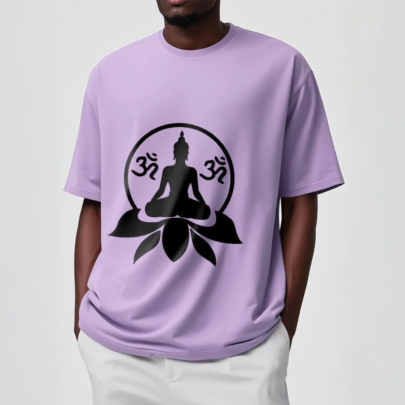 Buddha Stones ​​OM Symbol Sanskrit Mantras Buddha sitzt auf Lotus Blume Design T T-shirt - image 14