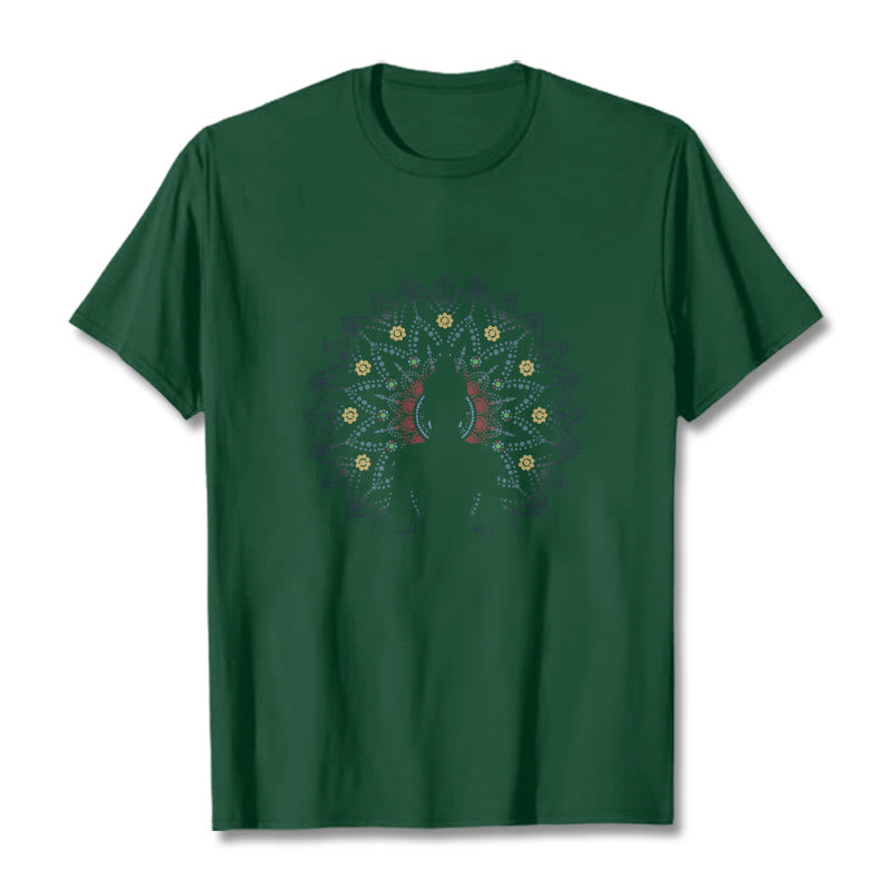 Buddha Stones ​​Mandala Blume Sitzend Serene Buddha Muster T T-shirt - Waldgrün - 2XL - image 12