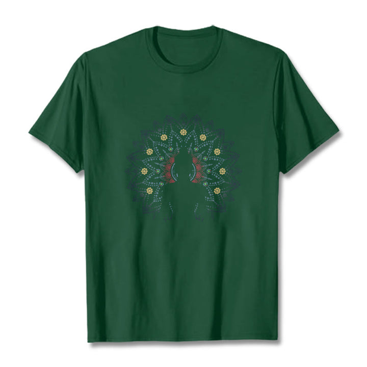 Buddha Stones ​​Mandala Blume Sitzend Serene Buddha Muster T T-shirt - Waldgrün - 2XL - image 12
