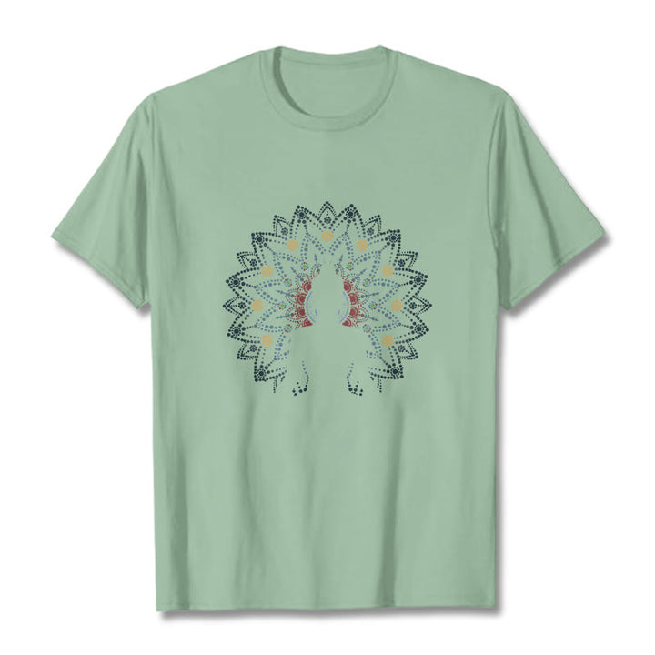 Buddha Stones ​​Mandala Blume Sitzend Serene Buddha Muster T T-shirt - Blassgrün - 2XL - image 4