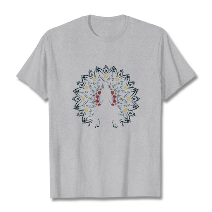 Buddha Stones ​​Mandala Blume Sitzend Serene Buddha Muster T T-shirt - Hellgrau - 2XL - image 19