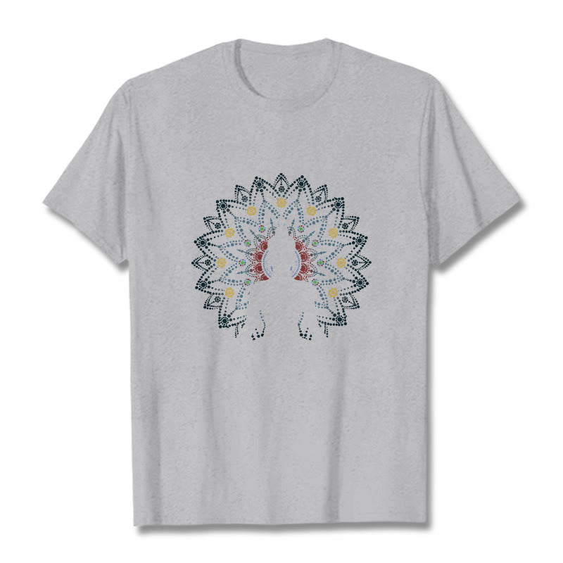 Buddha Stones ​​Mandala Blume Sitzend Serene Buddha Muster T T-shirt - Hellgrau - 2XL - image 19