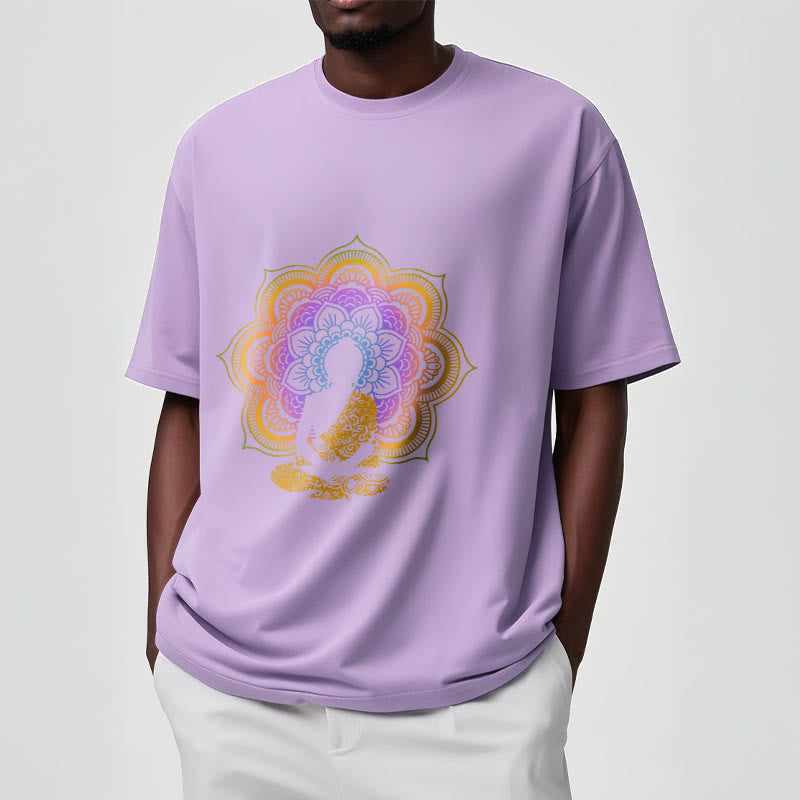 Buddha Stones ​​Multicolor Mandala Blume Sitzender Buddha Muster T T-shirt - image 17