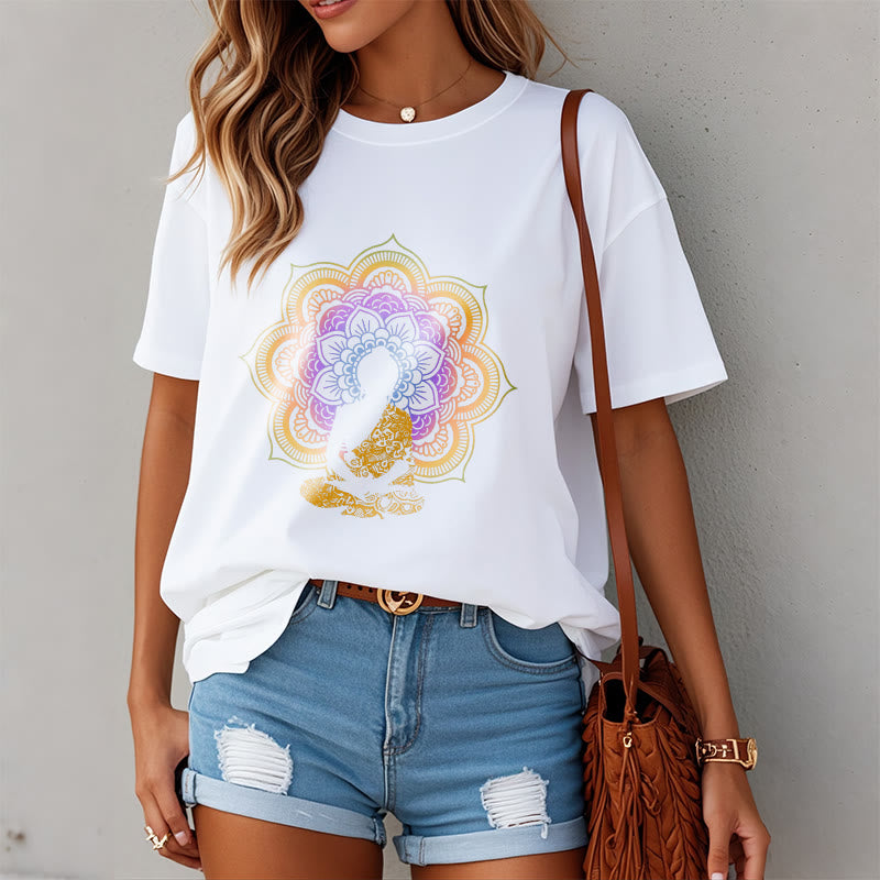 Buddha Stones ​​Multicolor Mandala Blume Sitzender Buddha Muster T T-shirt - image 7