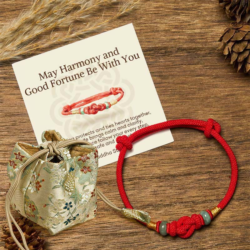 Geflochtenes Armband mit Buddha Stonesn, roter Schnur, Jade, Glück, Glücksknoten - Rote Schnur und Jade (Handgelenkumfang 14–22 cm) - Deluxe-Geschenktüte (+12,59 $) - image 7