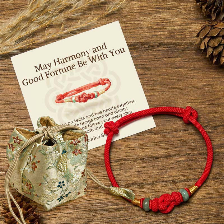 Geflochtenes Armband mit Buddha Stonesn, roter Schnur, Jade, Glück, Glücksknoten - Rote Schnur und Jade (Handgelenkumfang 14–22 cm) - Deluxe-Geschenktüte (+12,59 $) - image 7
