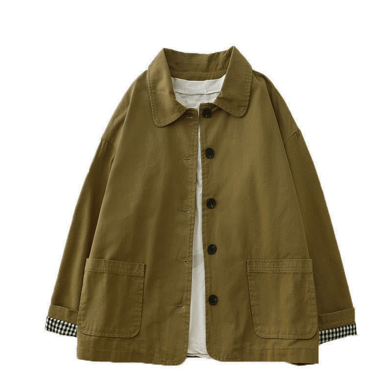 Buddha Stones Commute Patchwork Design Baumwolle Damenjacke mit Taschen - image 4